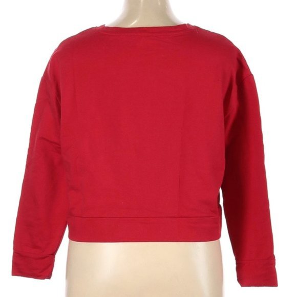 XOXO Juniors Red Crop Rhinestone Sweatshirt - Picture 2 of 3